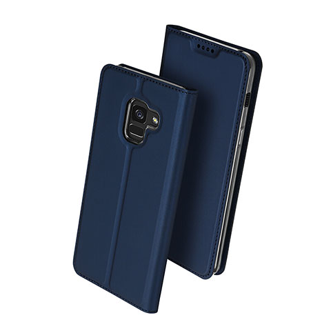 Funda de Cuero Cartera con Soporte para Samsung Galaxy A8 (2018) Duos A530F Azul