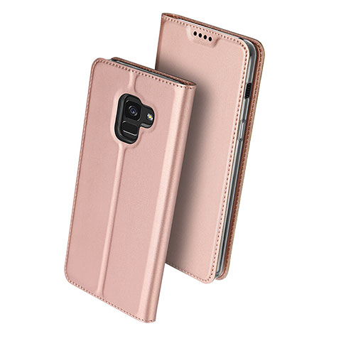 Funda de Cuero Cartera con Soporte para Samsung Galaxy A8 (2018) Duos A530F Oro Rosa