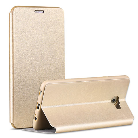 Funda de Cuero Cartera con Soporte para Samsung Galaxy C7 Pro C7010 Oro