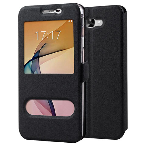 Funda de Cuero Cartera con Soporte para Samsung Galaxy J7 Prime Negro