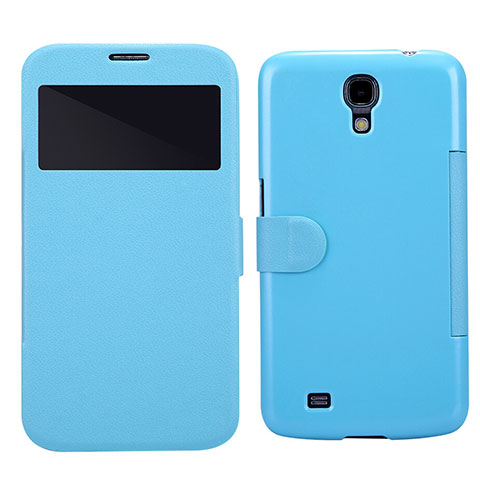 Funda de Cuero Cartera con Soporte para Samsung Galaxy Mega 6.3 i9200 i9205 Azul