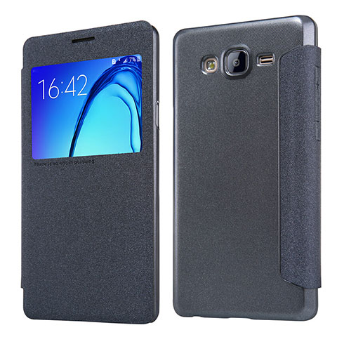 Funda de Cuero Cartera con Soporte para Samsung Galaxy On5 G550FY Negro