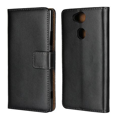 Funda de Cuero Cartera con Soporte para Sony Xperia XA2 Plus Negro