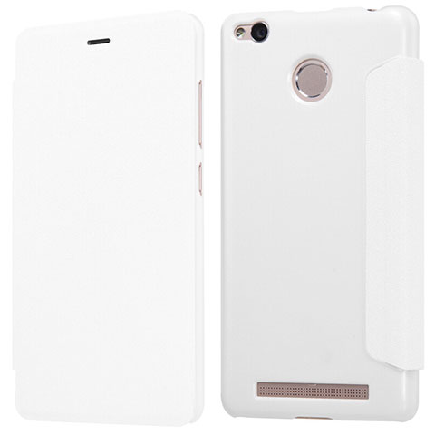 Funda de Cuero Cartera con Soporte para Xiaomi Redmi 3S Prime Blanco