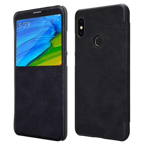 Funda de Cuero Cartera con Soporte para Xiaomi Redmi Note 5 AI Dual Camera Negro