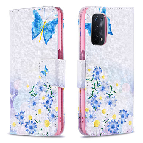 Funda de Cuero Cartera con Soporte Patron de Moda Carcasa B01F para OnePlus Nord N200 5G Azul