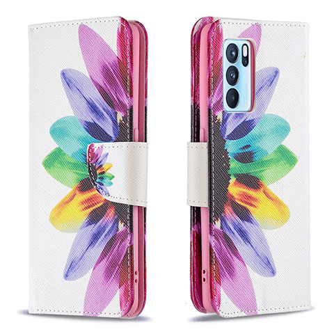 Funda de Cuero Cartera con Soporte Patron de Moda Carcasa B01F para Oppo Reno6 Pro 5G India Multicolor