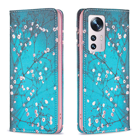 Funda de Cuero Cartera con Soporte Patron de Moda Carcasa B01F para Xiaomi Mi 12 Pro 5G Cian