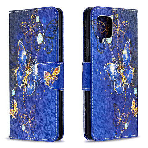 Funda de Cuero Cartera con Soporte Patron de Moda Carcasa B03F para Samsung Galaxy A42 5G Azul Real