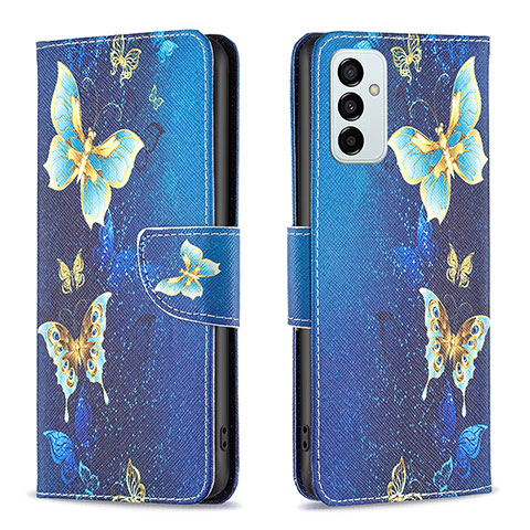 Funda de Cuero Cartera con Soporte Patron de Moda Carcasa B03F para Samsung Galaxy M23 5G Azul Cielo