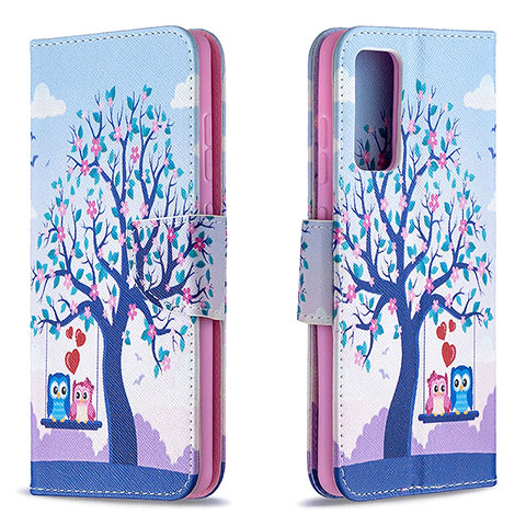 Funda de Cuero Cartera con Soporte Patron de Moda Carcasa B03F para Samsung Galaxy S20 Lite 5G Purpura Claro