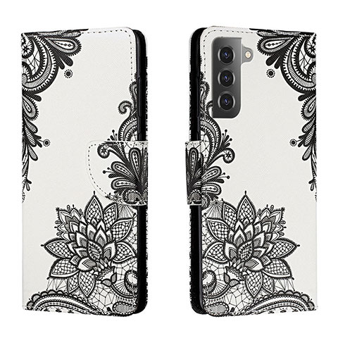 Funda de Cuero Cartera con Soporte Patron de Moda Carcasa H01X para Samsung Galaxy S22 5G Gris Oscuro