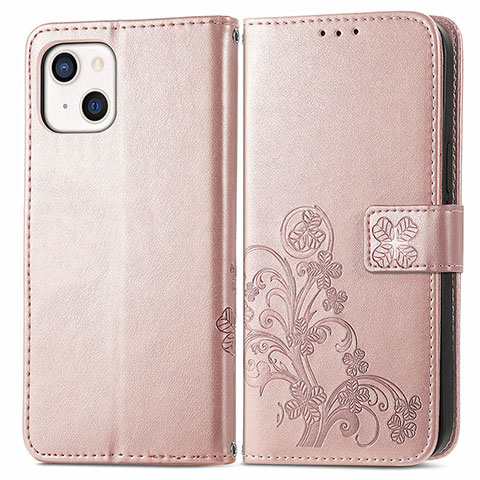 Funda de Cuero Cartera con Soporte Patron de Moda Carcasa H03 para Apple iPhone 13 Mini Oro Rosa