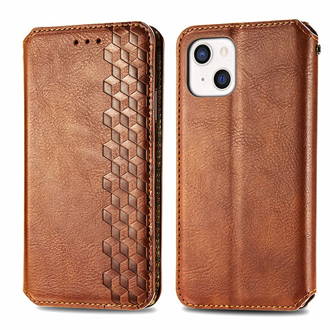 Funda de Cuero Cartera con Soporte Patron de Moda Carcasa H15 para Apple iPhone 14 Plus Marron