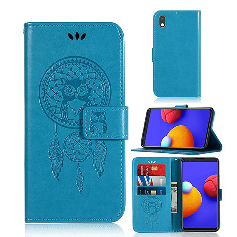 Funda de Cuero Cartera con Soporte Patron de Moda Carcasa JX1 para Samsung Galaxy A01 Core Azul