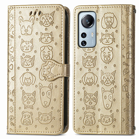 Funda de Cuero Cartera con Soporte Patron de Moda Carcasa L01 para Xiaomi Mi 12 5G Oro