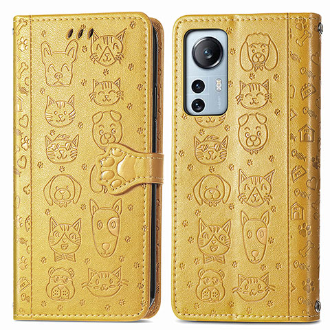 Funda de Cuero Cartera con Soporte Patron de Moda Carcasa L01 para Xiaomi Mi 12S 5G Amarillo