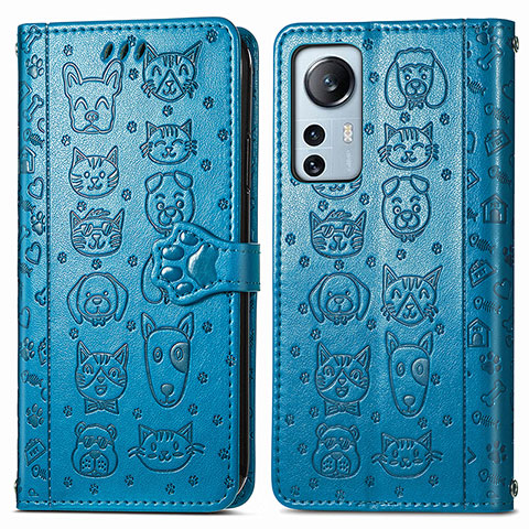 Funda de Cuero Cartera con Soporte Patron de Moda Carcasa L01 para Xiaomi Mi 12S 5G Azul