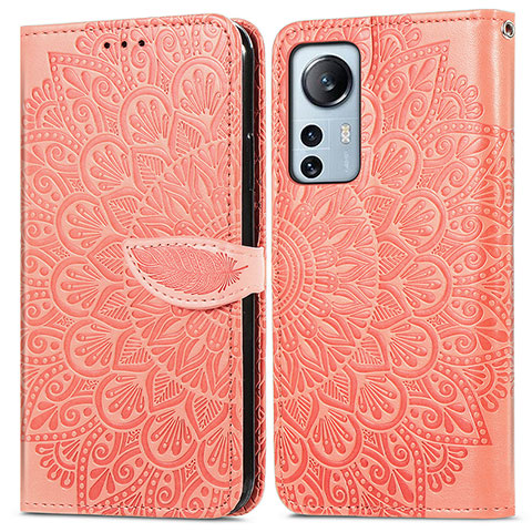 Funda de Cuero Cartera con Soporte Patron de Moda Carcasa L02 para Xiaomi Mi 12 5G Naranja