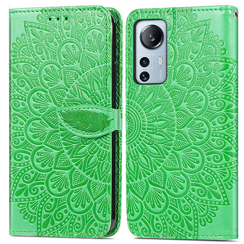 Funda de Cuero Cartera con Soporte Patron de Moda Carcasa L02 para Xiaomi Mi 12 5G Verde