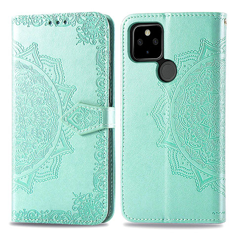 Funda de Cuero Cartera con Soporte Patron de Moda Carcasa para Google Pixel 5 Verde