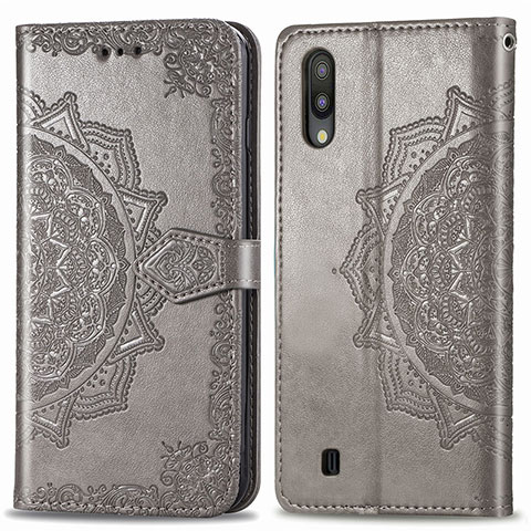 Funda de Cuero Cartera con Soporte Patron de Moda Carcasa para Samsung Galaxy M10 Gris