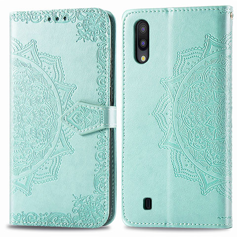 Funda de Cuero Cartera con Soporte Patron de Moda Carcasa para Samsung Galaxy M10 Verde