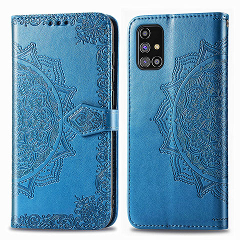 Funda de Cuero Cartera con Soporte Patron de Moda Carcasa para Samsung Galaxy M31s Azul