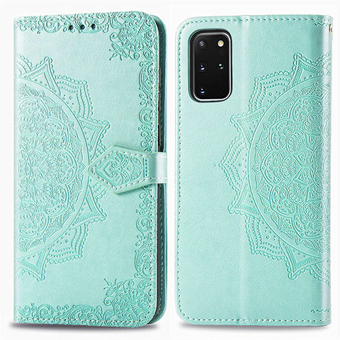 Funda de Cuero Cartera con Soporte Patron de Moda Carcasa para Samsung Galaxy S20 Plus Verde