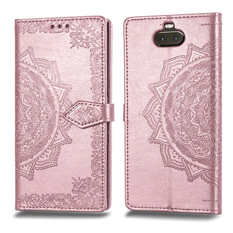 Funda de Cuero Cartera con Soporte Patron de Moda Carcasa para Sony Xperia 10 Oro Rosa