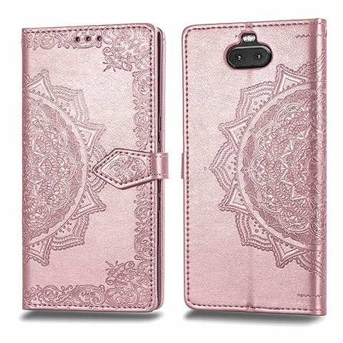 Funda de Cuero Cartera con Soporte Patron de Moda Carcasa para Sony Xperia 10 Plus Oro Rosa