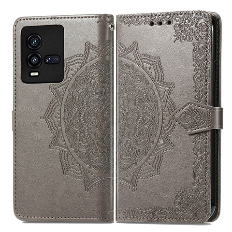 Funda de Cuero Cartera con Soporte Patron de Moda Carcasa para Vivo iQOO 10 5G Gris