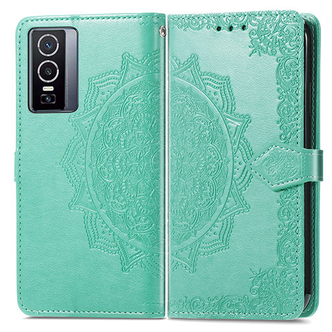 Funda de Cuero Cartera con Soporte Patron de Moda Carcasa para Vivo Y76 5G Verde