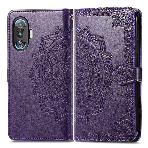 Funda de Cuero Cartera con Soporte Patron de Moda Carcasa para Xiaomi Poco F3 GT 5G Morado