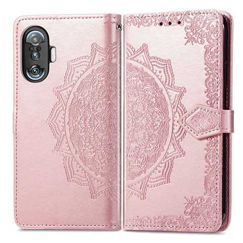 Funda de Cuero Cartera con Soporte Patron de Moda Carcasa para Xiaomi Poco F3 GT 5G Oro Rosa