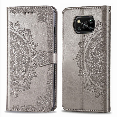 Funda de Cuero Cartera con Soporte Patron de Moda Carcasa para Xiaomi Poco X3 Pro Gris