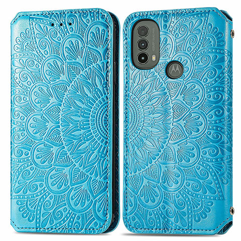 Funda de Cuero Cartera con Soporte Patron de Moda Carcasa S01D para Motorola Moto E40 Azul