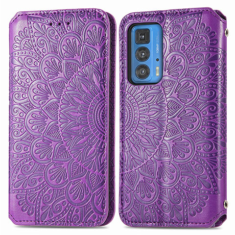 Funda de Cuero Cartera con Soporte Patron de Moda Carcasa S01D para Motorola Moto Edge 20 Pro 5G Morado