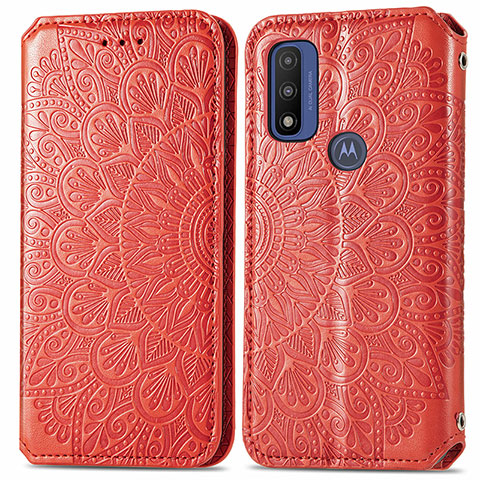 Funda de Cuero Cartera con Soporte Patron de Moda Carcasa S01D para Motorola Moto G Pure Rojo