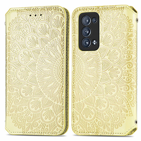 Funda de Cuero Cartera con Soporte Patron de Moda Carcasa S01D para Oppo Reno6 Pro 5G Oro