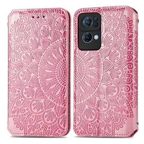 Funda de Cuero Cartera con Soporte Patron de Moda Carcasa S01D para Oppo Reno7 Pro 5G Oro Rosa