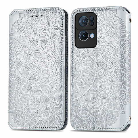 Funda de Cuero Cartera con Soporte Patron de Moda Carcasa S01D para Oppo Reno7 Pro 5G Plata