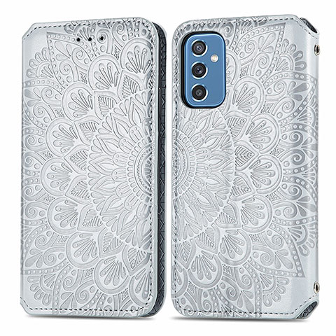 Funda de Cuero Cartera con Soporte Patron de Moda Carcasa S01D para Samsung Galaxy M52 5G Plata