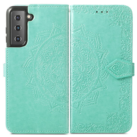 Funda de Cuero Cartera con Soporte Patron de Moda Carcasa S01D para Samsung Galaxy S24 5G Verde