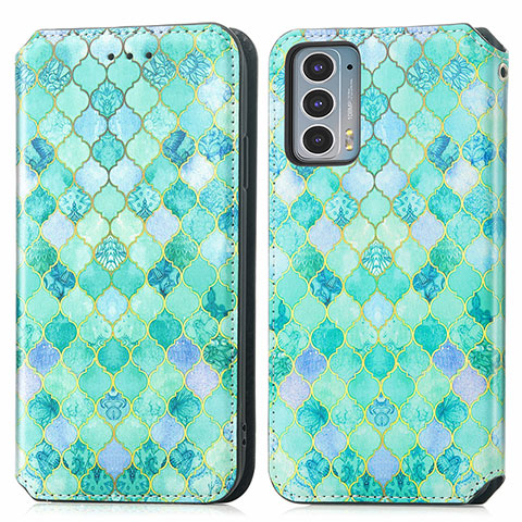 Funda de Cuero Cartera con Soporte Patron de Moda Carcasa S02D para Motorola Moto Edge Lite 5G Verde