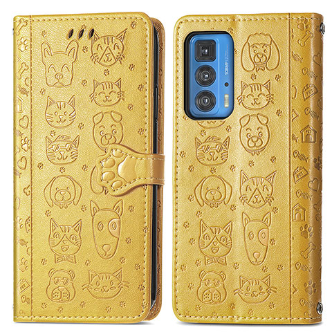 Funda de Cuero Cartera con Soporte Patron de Moda Carcasa S03D para Motorola Moto Edge S Pro 5G Amarillo