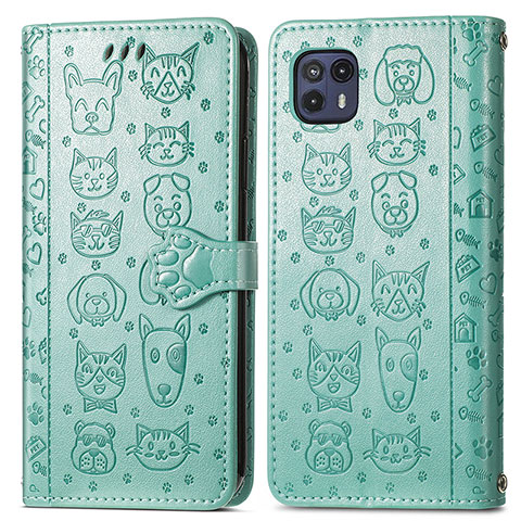 Funda de Cuero Cartera con Soporte Patron de Moda Carcasa S03D para Motorola Moto G50 5G Verde