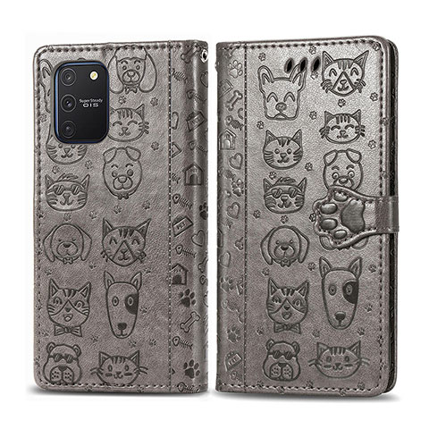 Funda de Cuero Cartera con Soporte Patron de Moda Carcasa S03D para Samsung Galaxy M80S Gris