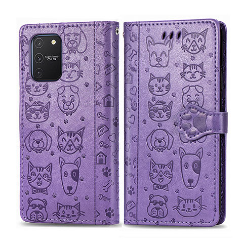 Funda de Cuero Cartera con Soporte Patron de Moda Carcasa S03D para Samsung Galaxy M80S Morado