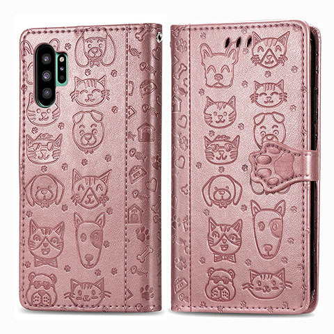 Funda de Cuero Cartera con Soporte Patron de Moda Carcasa S03D para Samsung Galaxy Note 10 Plus 5G Rosa